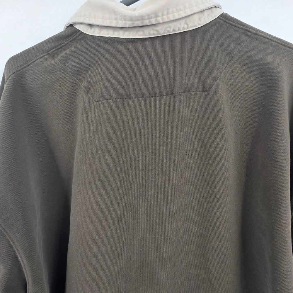 L.L. BEAN RUGBY POLO SHIRT MENS XL OLIVE GREEN VINTAGE LONG SLEEVE PREPPY BAGGY - Picture 8 of 13